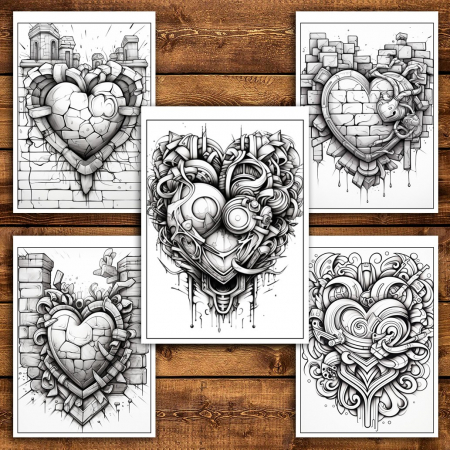 Carte de colorat pentru relaxare si antistres, 25 de ilustratii, Graffiti Heart, 56 pagini [4]