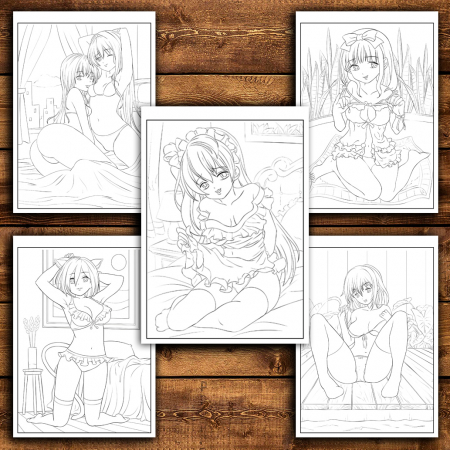 Carte de colorat pentru relaxare si antistres, 30 de ilustratii, Erotic Manga, 66 pagini [4]