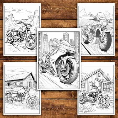 Carte de colorat pentru relaxare si antistres, 35 de ilustratii, Motociclete, 76 pagini [5]