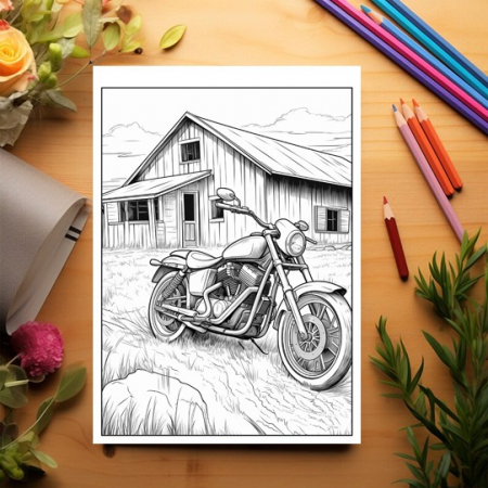 Carte de colorat pentru relaxare si antistres, 35 de ilustratii, Motociclete, 76 pagini [2]