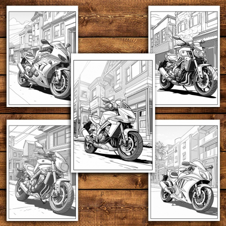 Carte de colorat pentru relaxare si antistres, 35 de ilustratii, Motociclete, 76 pagini [3]