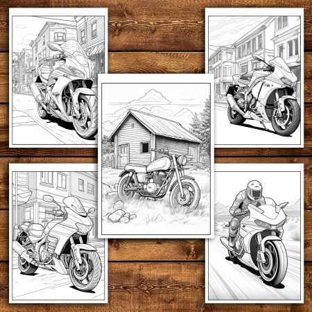 Carte de colorat pentru relaxare si antistres, 35 de ilustratii, Motociclete, 76 pagini [4]