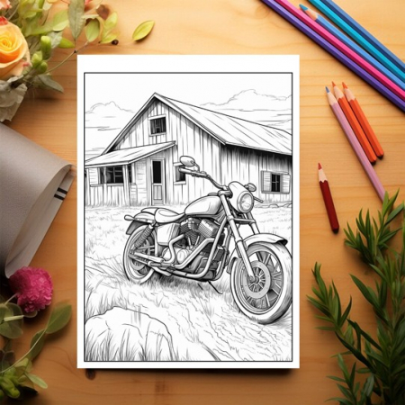 Carte de colorat pentru relaxare si antistres, 35 de ilustratii, Motociclete, 76 pagini [2]