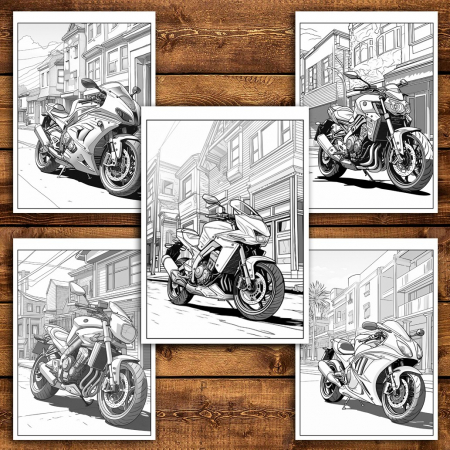 Carte de colorat pentru relaxare si antistres, 35 de ilustratii, Motociclete, 76 pagini [3]