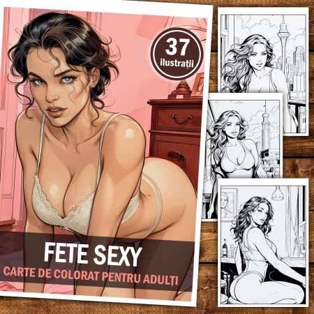 Carte de colorat pentru relaxare si antistres, 37 de ilustratii, Fete Sexy, 80 pagini [1]