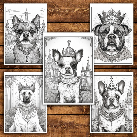 Carte de colorat pentru relaxare si antistres, 38 de ilustratii, Majestic Dogs, 82 pagini [4]