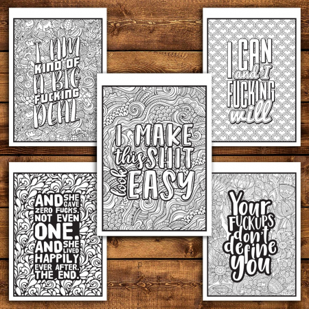 Carte de colorat pentru relaxare si antistres, 40 de ilustratii, F*cking Badass, 86 pagini [5]