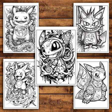 Carte de colorat pentru relaxare si antistres, 40 de ilustratii, Graffiti Pokemon, 86 pagini [5]