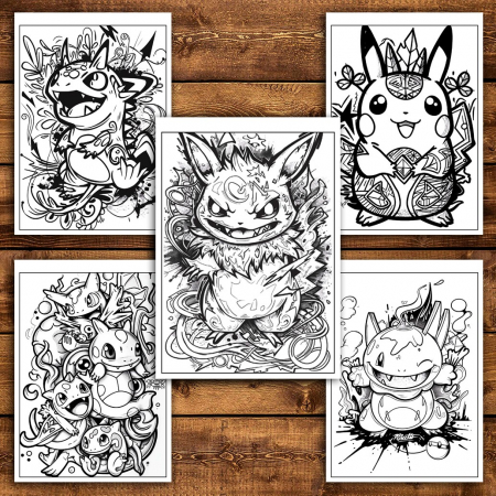 Carte de colorat pentru relaxare si antistres, 40 de ilustratii, Graffiti Pokemon, 86 pagini [4]