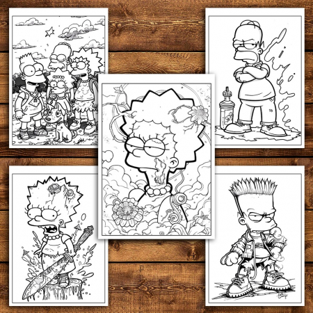 Carte de colorat pentru relaxare si antistres, 40 de ilustratii, Graffiti Simpsons, 86 pagini [3]