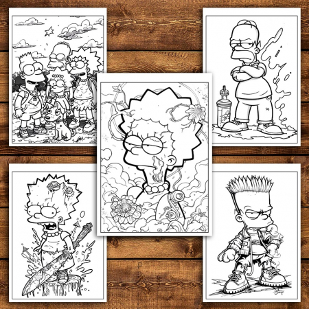 Carte de colorat pentru relaxare si antistres, 40 de ilustratii, Graffiti Simpsons, 86 pagini [3]