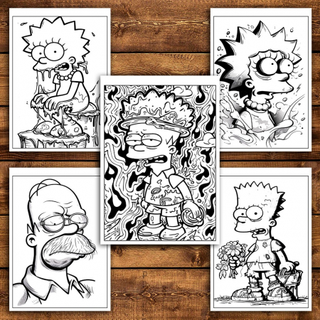 Carte de colorat pentru relaxare si antistres, 40 de ilustratii, Graffiti Simpsons, 86 pagini [4]