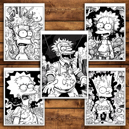 Carte de colorat pentru relaxare si antistres, 40 de ilustratii, Graffiti Simpsons, 86 pagini [5]