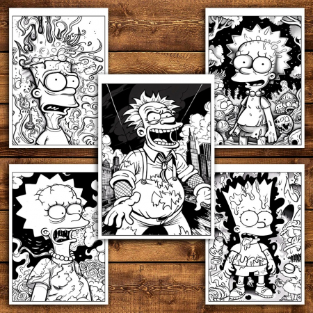 Carte de colorat pentru relaxare si antistres, 40 de ilustratii, Graffiti Simpsons, 86 pagini [5]