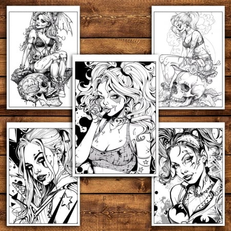 Carte de colorat pentru relaxare si antistres, 40 de ilustratii, Harley Quinn, 86 pagini [3]
