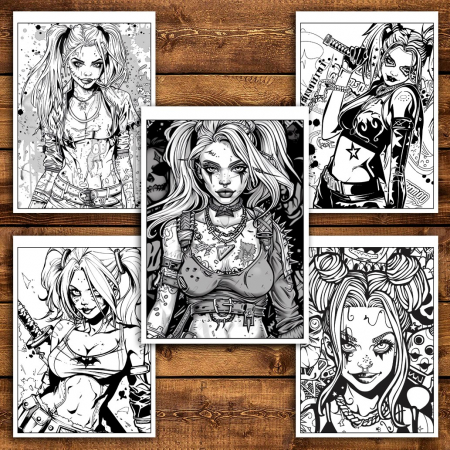 Carte de colorat pentru relaxare si antistres, 40 de ilustratii, Harley Quinn, 86 pagini [4]