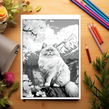 Carte de colorat pentru relaxare si antistres, 40 de ilustratii, Spring Cats, 86 pagini [2]