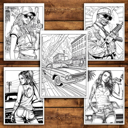 Carte de colorat pentru relaxare si antistres, 44 de ilustratii, GTA, 94 pagini [5]