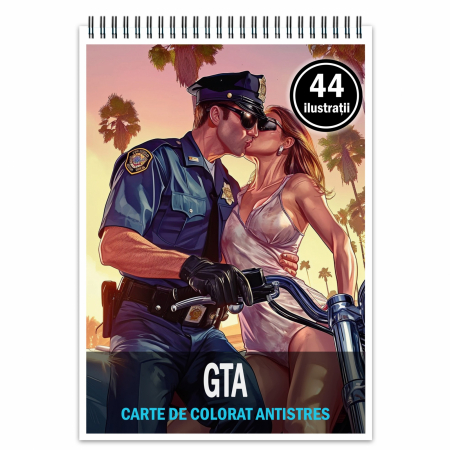 Carti de colorat antistres pentru adulti - Carte de colorat pentru relaxare si antistres, 44 de ilustratii, GTA, 94 pagini