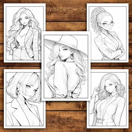 Carte de colorat pentru relaxare si antistres, 45 de ilustratii, Anime Suit Girls, 106 pagini [4]