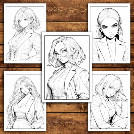 Carte de colorat pentru relaxare si antistres, 45 de ilustratii, Anime Suit Girls, 106 pagini [3]