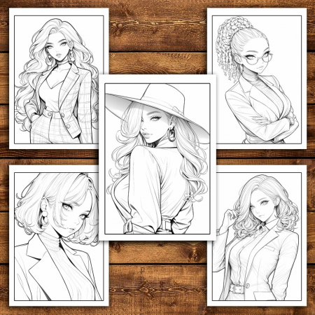 Carte de colorat pentru relaxare si antistres, 45 de ilustratii, Anime Suit Girls, 106 pagini [4]