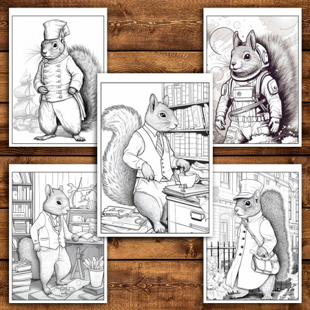 Carte de colorat pentru relaxare si antistres, 45 de ilustratii, Fantasy Squirrels 96 pagini [3]