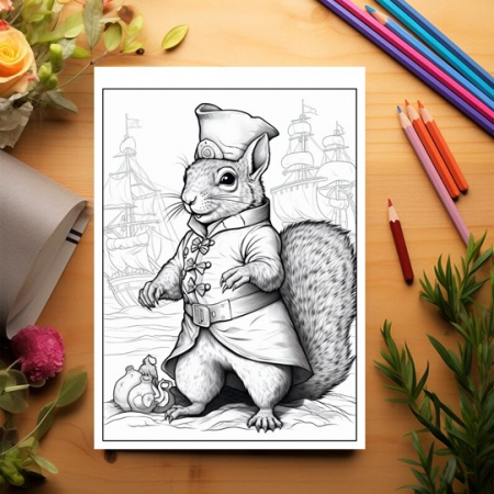Carte de colorat pentru relaxare si antistres, 45 de ilustratii, Fantasy Squirrels 96 pagini [2]