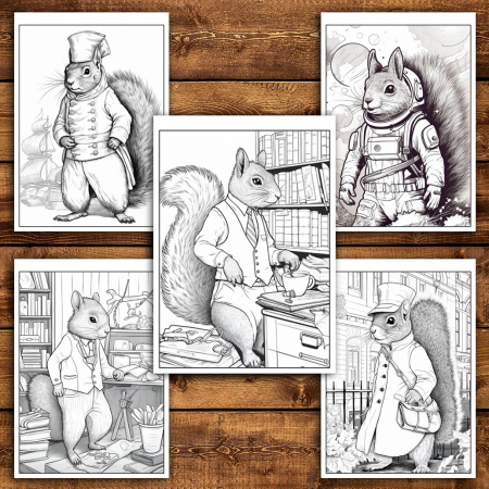 Carte de colorat pentru relaxare si antistres, 45 de ilustratii, Fantasy Squirrels 96 pagini [3]