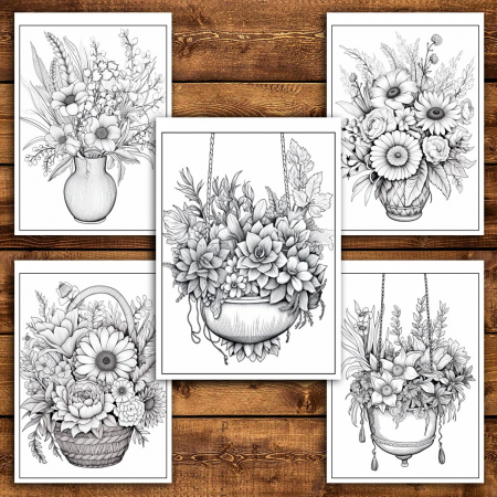 Carte de colorat pentru relaxare si antistres, 45 de ilustratii, Flori Boho, 96 pagini [4]