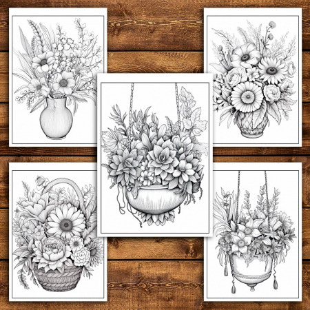 Carte de colorat pentru relaxare si antistres, 45 de ilustratii, Flori Boho, 96 pagini [4]
