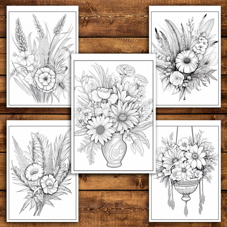 Carte de colorat pentru relaxare si antistres, 45 de ilustratii, Flori Boho, 96 pagini [3]