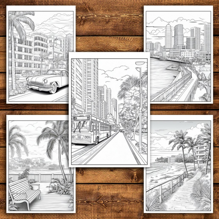 Carte de colorat pentru relaxare si antistres, 45 de ilustratii, Miami, 106 pagini [5]