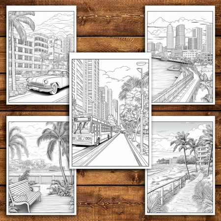 Carte de colorat pentru relaxare si antistres, 45 de ilustratii, Miami, 106 pagini [5]