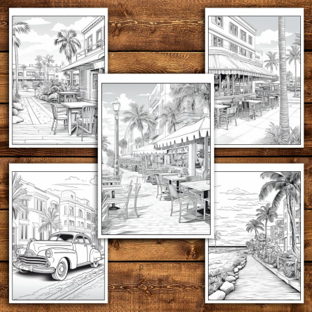 Carte de colorat pentru relaxare si antistres, 45 de ilustratii, Miami, 106 pagini [3]