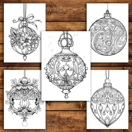 Carte de colorat pentru relaxare si antistres, 45 de ilustratii, Ornamente de Craciun, 96 pagini [3]