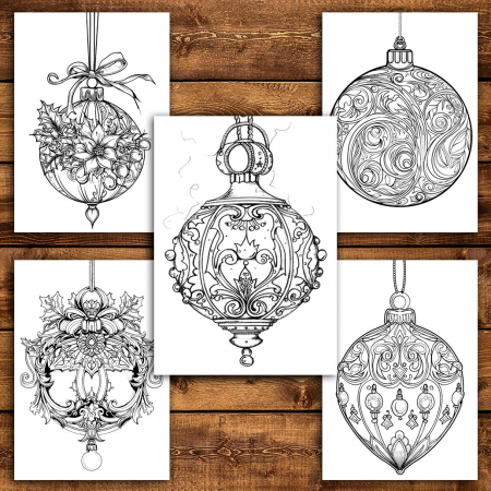 Carte de colorat pentru relaxare si antistres, 45 de ilustratii, Ornamente de Craciun, 96 pagini [3]