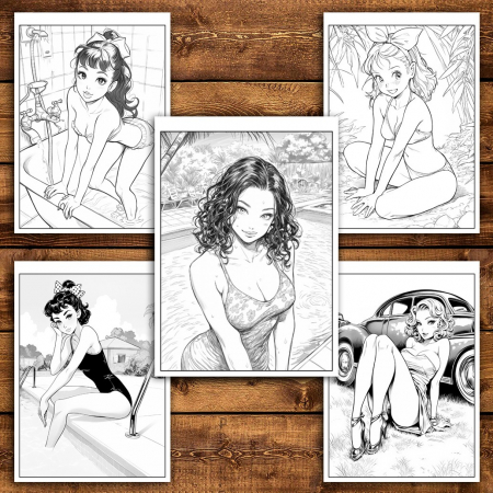 Carte de colorat pentru relaxare si antistres, 48 de ilustratii, Hot Manga Girls, 106 pagini [3]