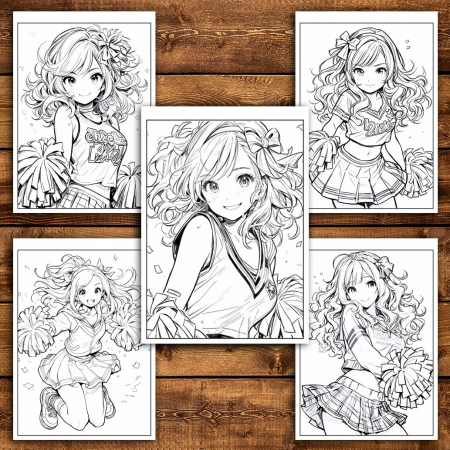 Carte de colorat pentru relaxare si antistres, 50 de ilustratii, Anime Cheerleaders, 106 pagini [3]