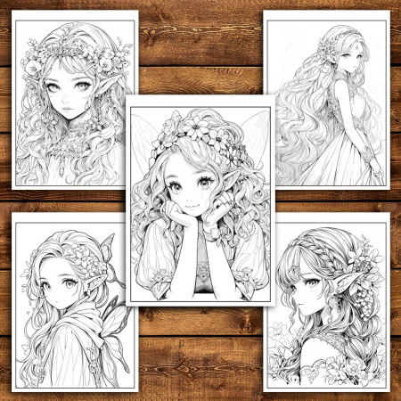 Carte de colorat pentru relaxare si antistres, 50 de ilustratii, Anime Fairies, 106 pagini [3]