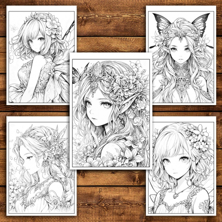 Carte de colorat pentru relaxare si antistres, 50 de ilustratii, Anime Fairies, 106 pagini [4]