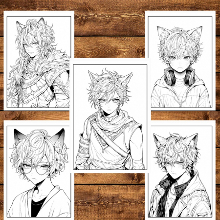 Carte de colorat pentru relaxare si antistres, 50 de ilustratii, Anime Necko Boys, 106 pagini [5]