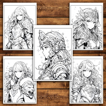 Carte de colorat pentru relaxare si antistres, 50 de ilustratii, Anime Paladin Girls, 106 pagini [3]