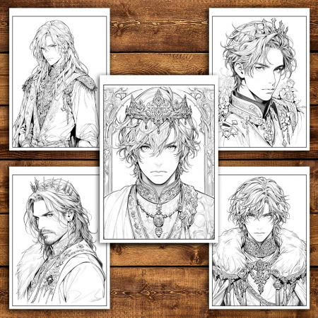 Carte de colorat pentru relaxare si antistres, 50 de ilustratii, Anime Prince Boys, 106 pagini [4]