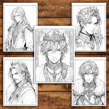 Carte de colorat pentru relaxare si antistres, 50 de ilustratii, Anime Prince Boys, 106 pagini [4]