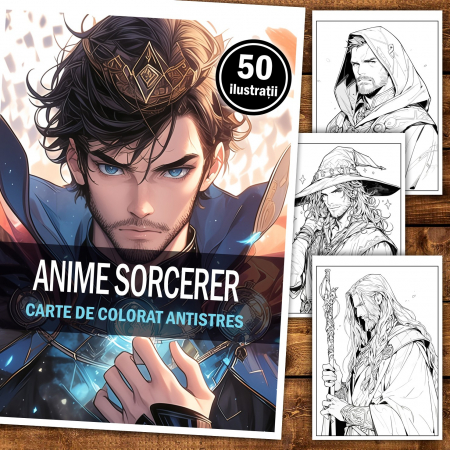 Carte de colorat pentru relaxare si antistres, 50 de ilustratii, Anime Sorcerer, 106 pagini [1]