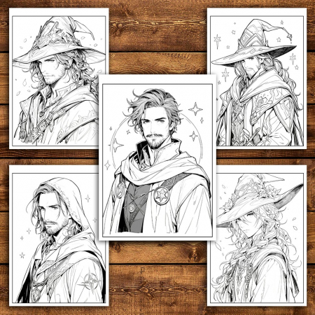 Carte de colorat pentru relaxare si antistres, 50 de ilustratii, Anime Sorcerer, 106 pagini [4]