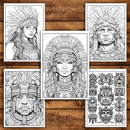 Carte de colorat pentru relaxare si antistres, 50 de ilustratii, Aztec Empire, 106 pagini [3]