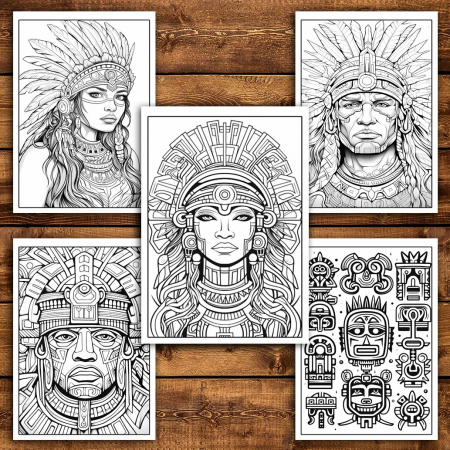 Carte de colorat pentru relaxare si antistres, 50 de ilustratii, Aztec Empire, 106 pagini [3]