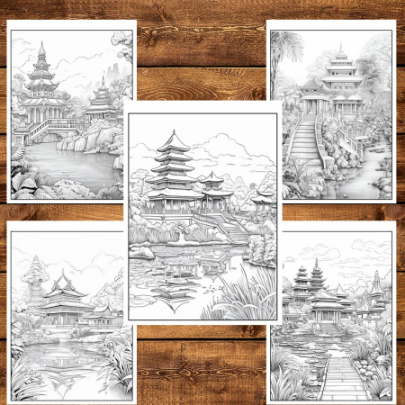 Carte de colorat pentru relaxare si antistres, 50 de ilustratii, Bali, 106 pagini [3]